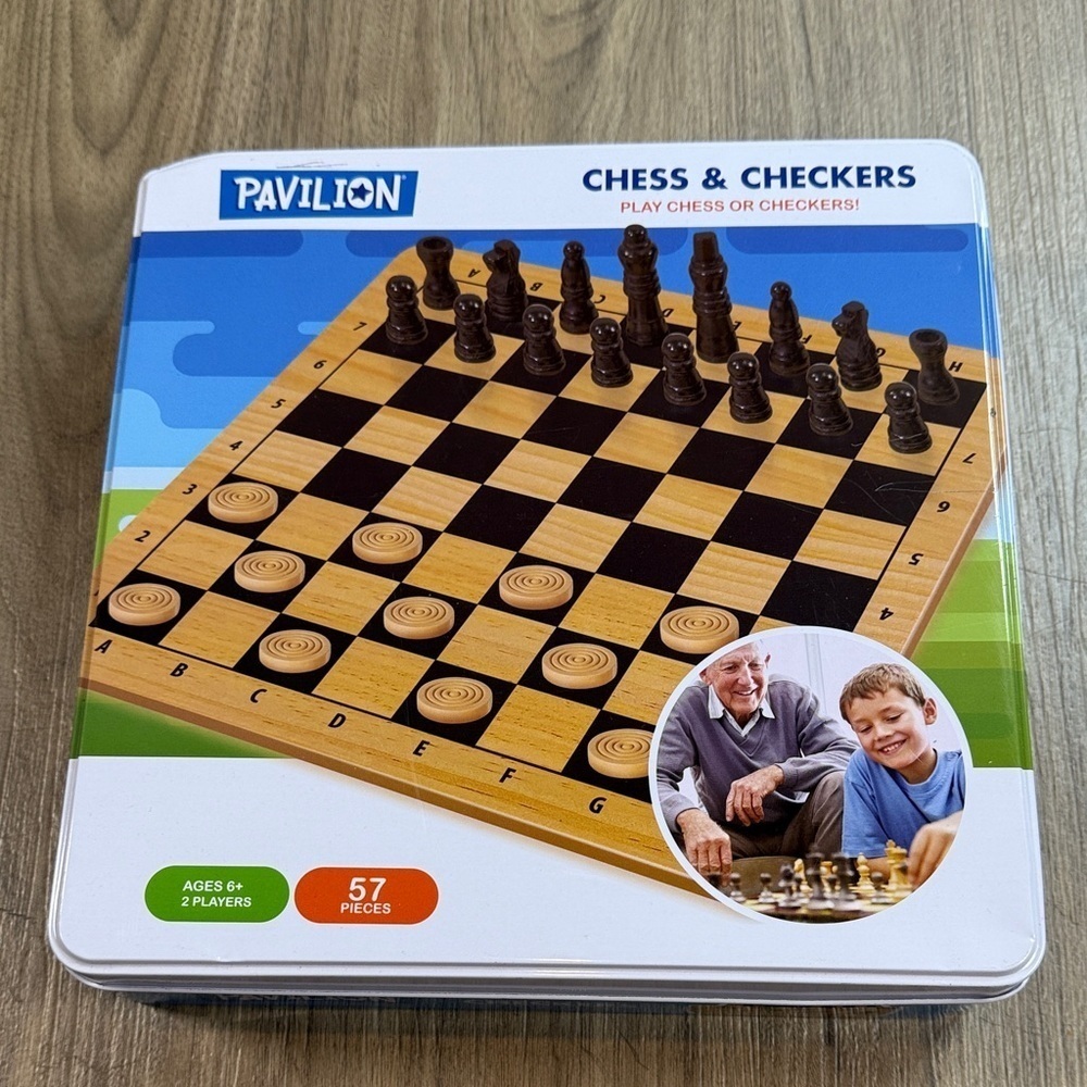 Chess & Checkers Set - Black and Brown Wooden